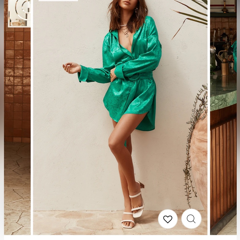 Emerald shirt dress